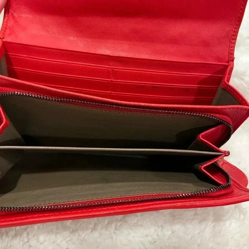 AS-IS Bottega Veneta snakeskin wallet Red - USED
